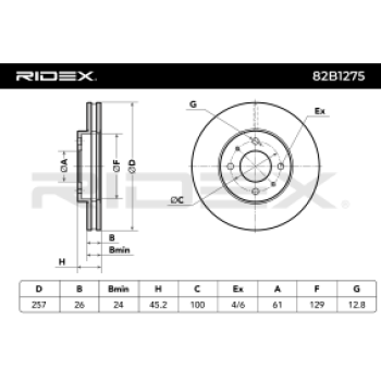 Disco de freno - RIDEX 82B1275