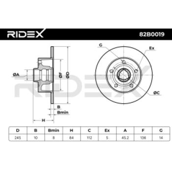 Disco de freno - RIDEX 82B0019