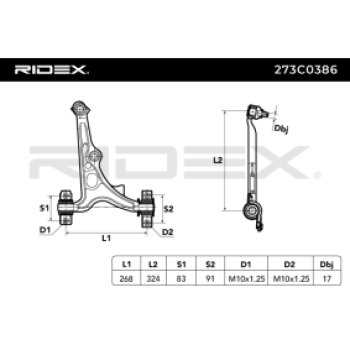 Barra oscilante, suspensión de ruedas - RIDEX 273C0386