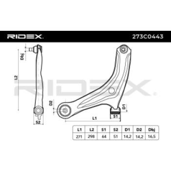 Barra oscilante, suspensión de ruedas - RIDEX 273C0443
