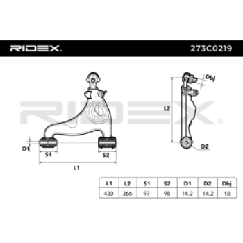 Barra oscilante, suspensión de ruedas - RIDEX 273C0219