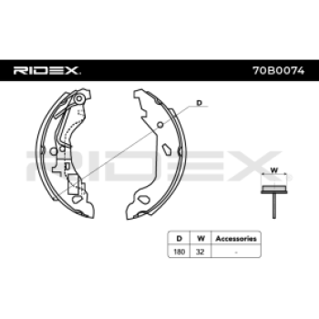 Juego de zapatas de frenos - RIDEX 70B0074