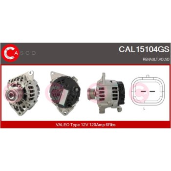 Alternador - CASCO CAL15104GS