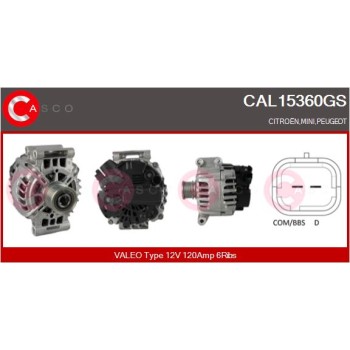 Alternador - CASCO CAL15360GS