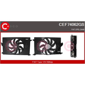 Motor eléctrico, ventilador del radiador - CASCO CEF74062GS