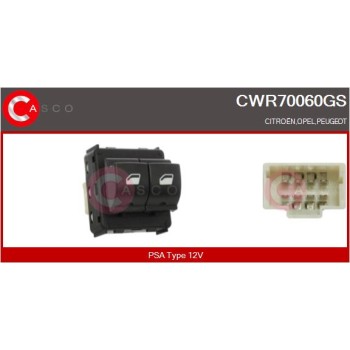 Interruptor, elevalunas - CASCO CWR70060GS
