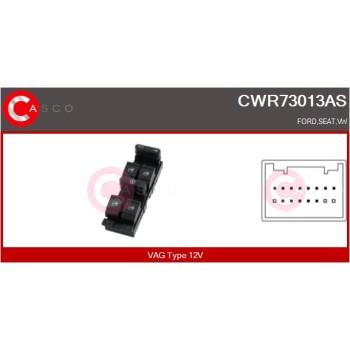 Interruptor, elevalunas - CASCO CWR73013AS