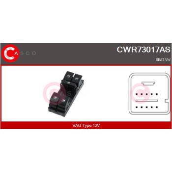 Interruptor, elevalunas - CASCO CWR73017AS