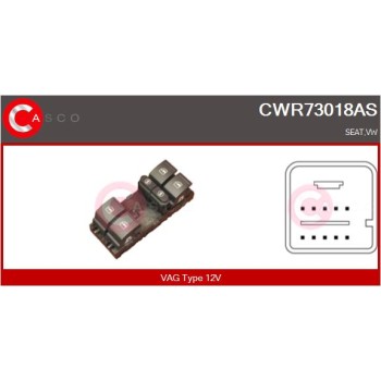 Interruptor, elevalunas - CASCO CWR73018AS