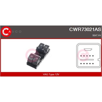 Interruptor, elevalunas - CASCO CWR73021AS
