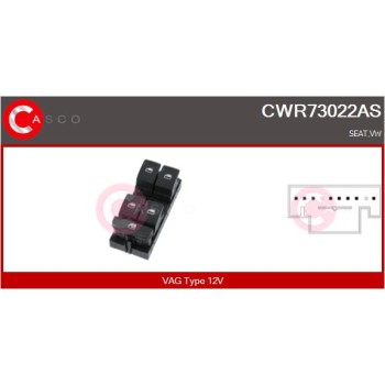 Interruptor, elevalunas - CASCO CWR73022AS