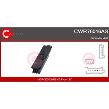 Interruptor, elevalunas - CASCO CWR76016AS