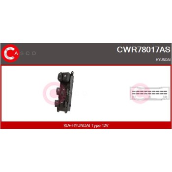 Interruptor, elevalunas - CASCO CWR78017AS