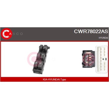 Interruptor, elevalunas - CASCO CWR78022AS