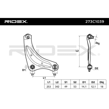Barra oscilante, suspensión de ruedas - RIDEX 273C1039