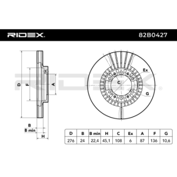 Disco de freno - RIDEX 82B0427
