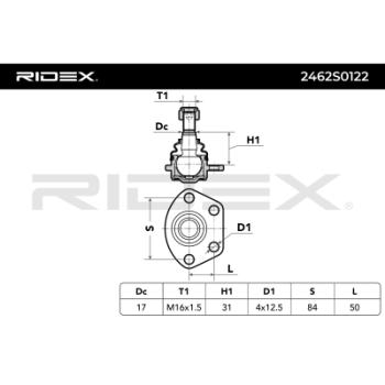 Rótula de suspensión/carga - RIDEX 2462S0122