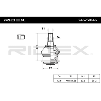 Rótula de suspensión/carga - RIDEX 2462S0146