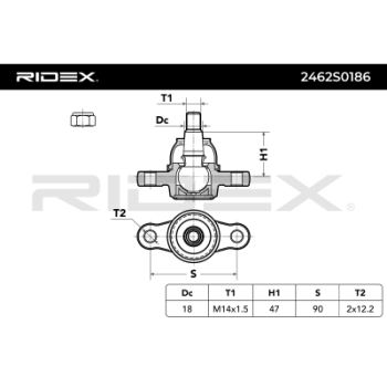 Rótula de suspensión/carga - RIDEX 2462S0186