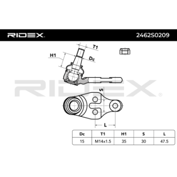 Rótula de suspensión/carga - RIDEX 2462S0209