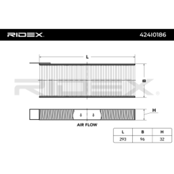 Filtro, aire habitáculo - RIDEX 424I0186