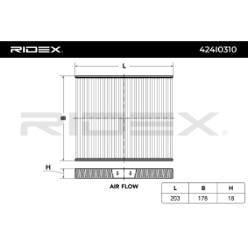 Filtro, aire habitáculo - RIDEX 424I0310