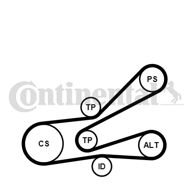 Juego de correas trapeciales poli V - CONTITECH-6PK1045K3