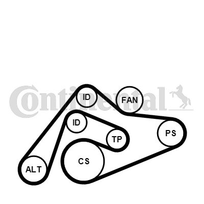 Juego de correas trapeciales poli V - CONTITECH-6PK2404K1